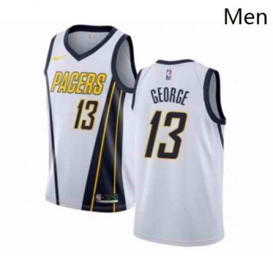 Mens Nike Indiana Pacers 13 Paul George White Swingman Jersey Earned Edition